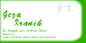 geza kranik business card