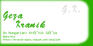 geza kranik business card